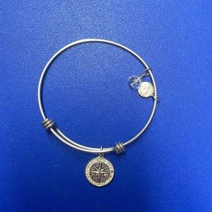 Silver compass bangle bracelet